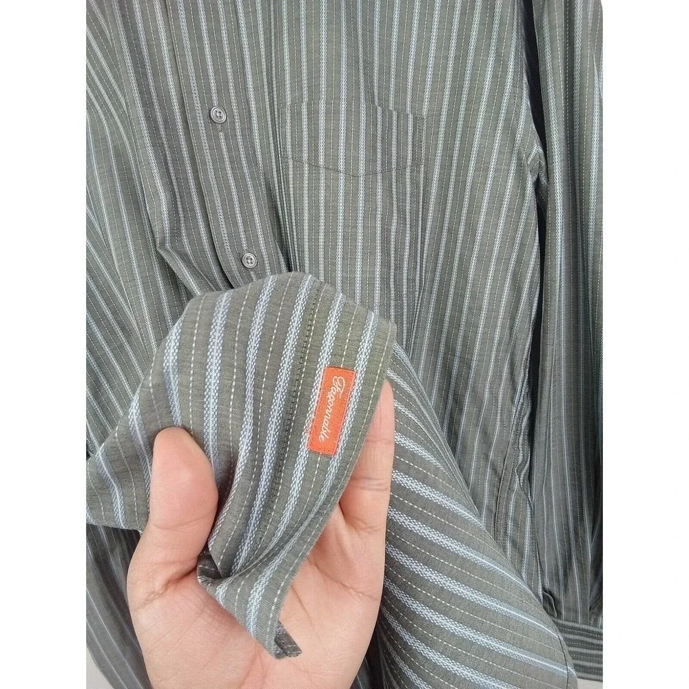 Faconnable Shirt Mens Medium Striped Cotton Long Sleeve Button Down Casual Gray - Picture 7 of 8